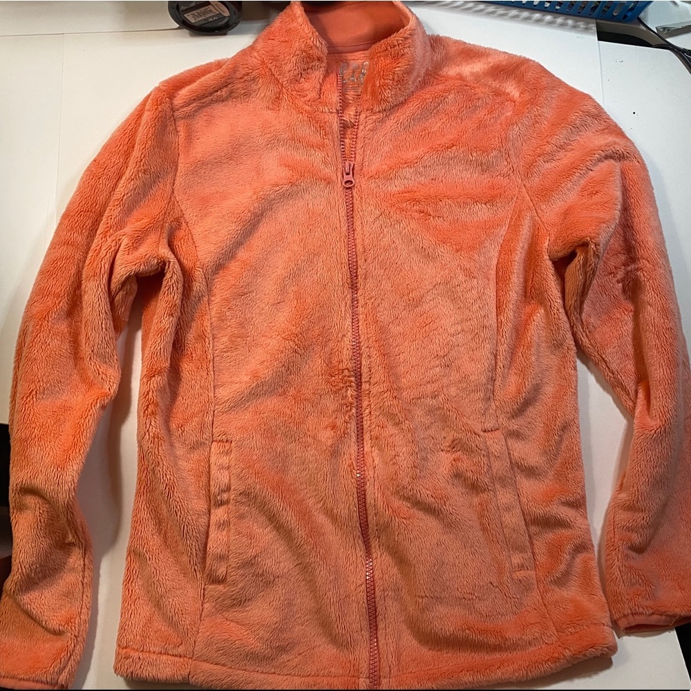 Coral fuzzy zip up sweater-Super soft